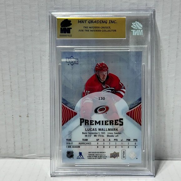 LUCAS WALLMARK Graded MNT 9.5 GEM MINT 417/999 Carolina Hurricanes NHL Card π - Picture 2 of 2